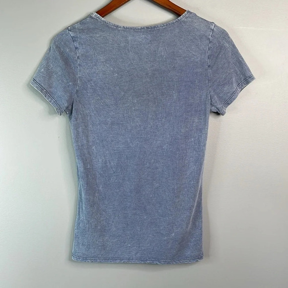 HOLLISTER Lace Up Tied T-Shirt Blue Short Sleeve Sunwashed M - Picture 5 of 10